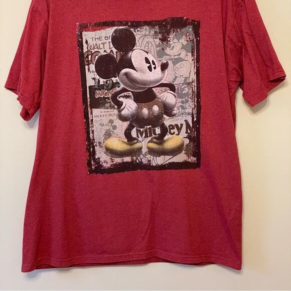 Disney L short sleeve t-shirt Mickey Mouse casual black red abstract collage - Picture 3 of 7